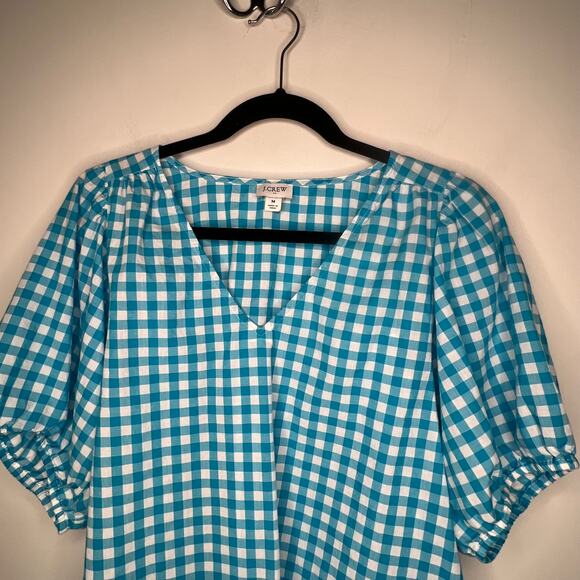 J. Crew Gingham V-Neck Shirt Size Medium - Picture 6 of 7